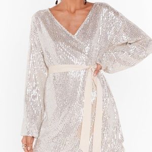 Nasty Gal Born to Sequin Wrap Mini Dress